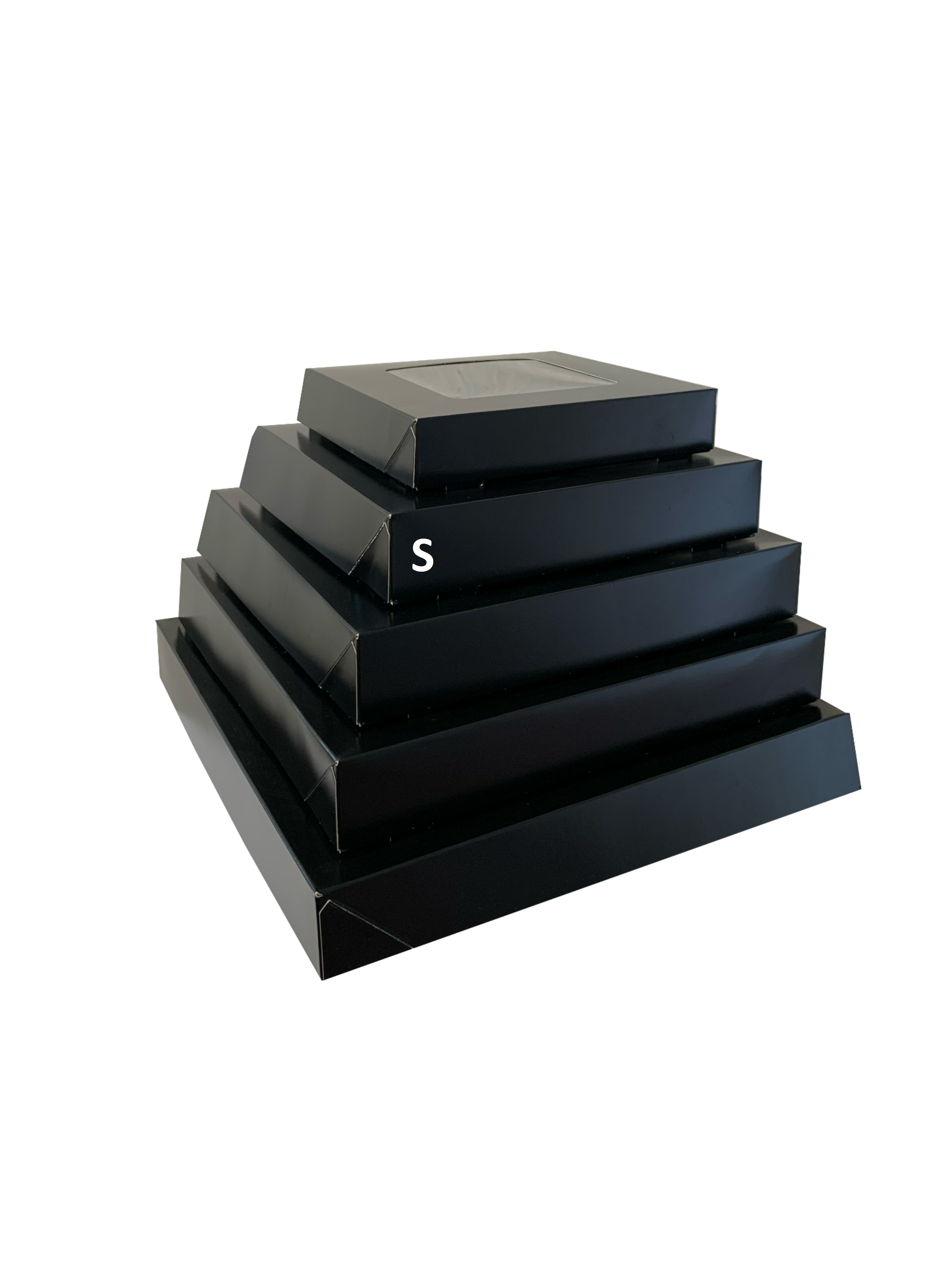 Bio Party-Sushi-Box 10 (S), 270x270x52 mm, "Black Edition", schwarz, mit Sichtfenster & Tray, 100 Stück/Karton