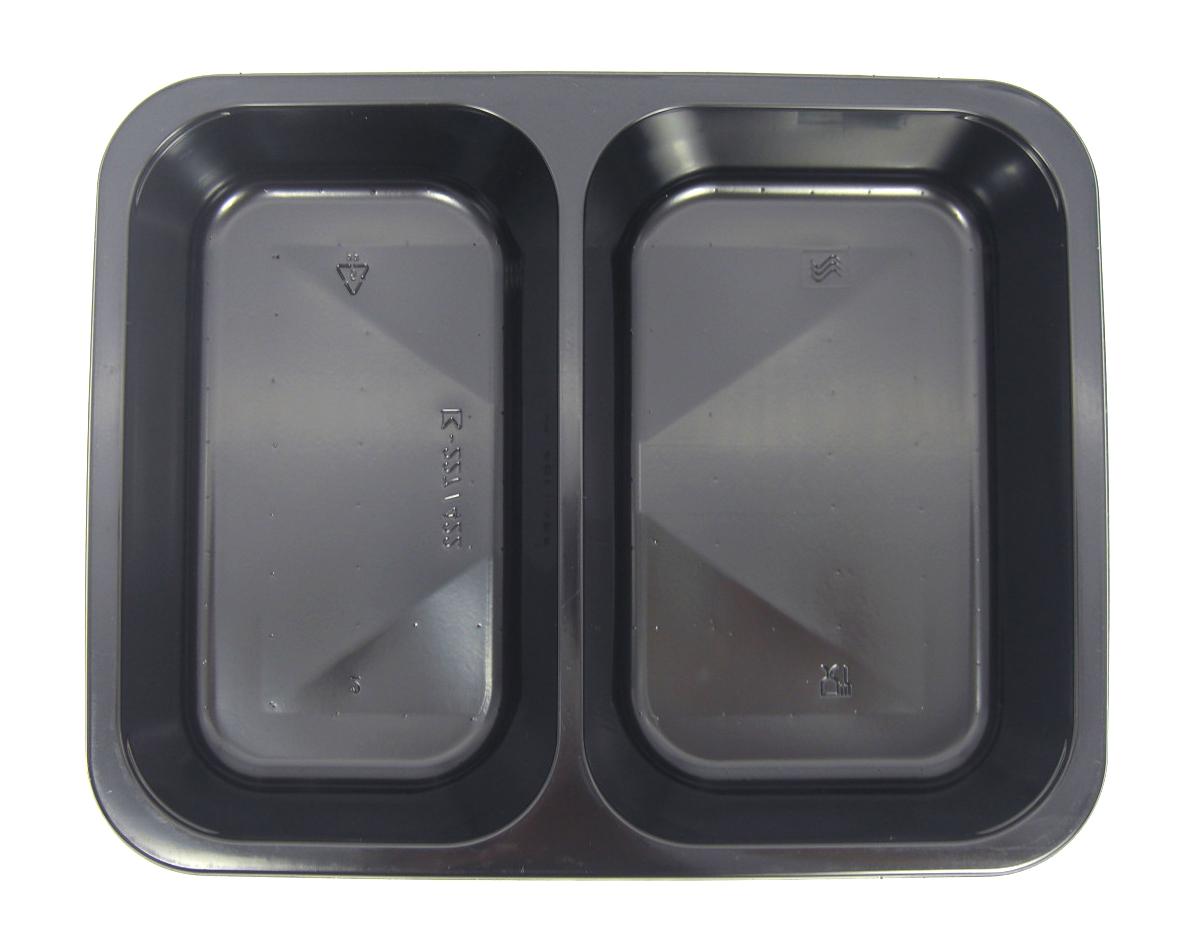 Siegelschale PP 2-geteilt, schwarz, 40mm tief, (8x50) 400 Stück/Karton