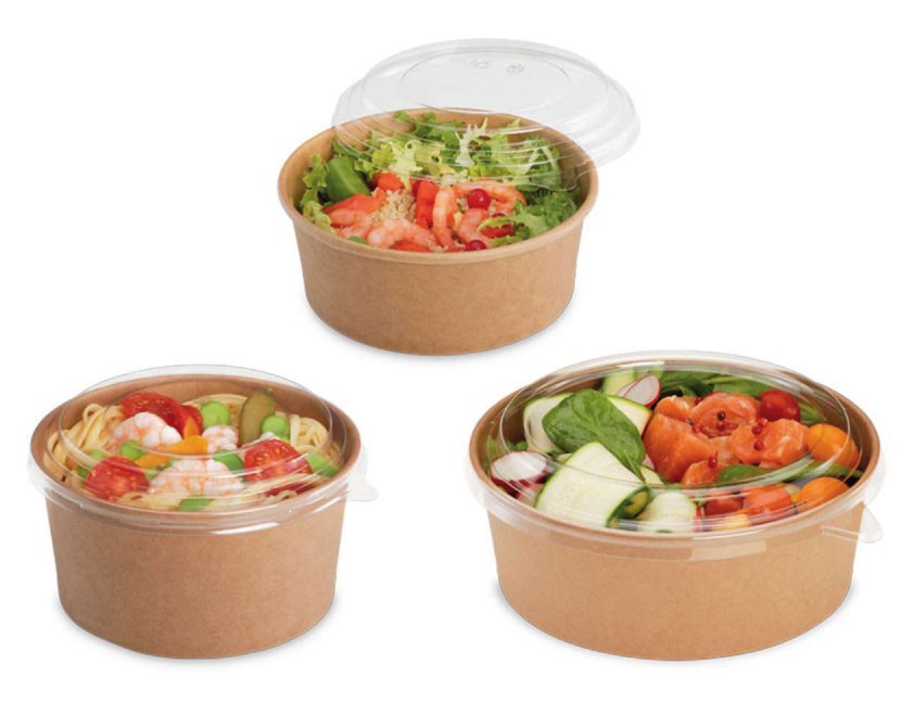 PP Deckel für Salatbowl braun 500ml, 750ml und 1000ml, für warme Speisen, 300 Stück/Karton