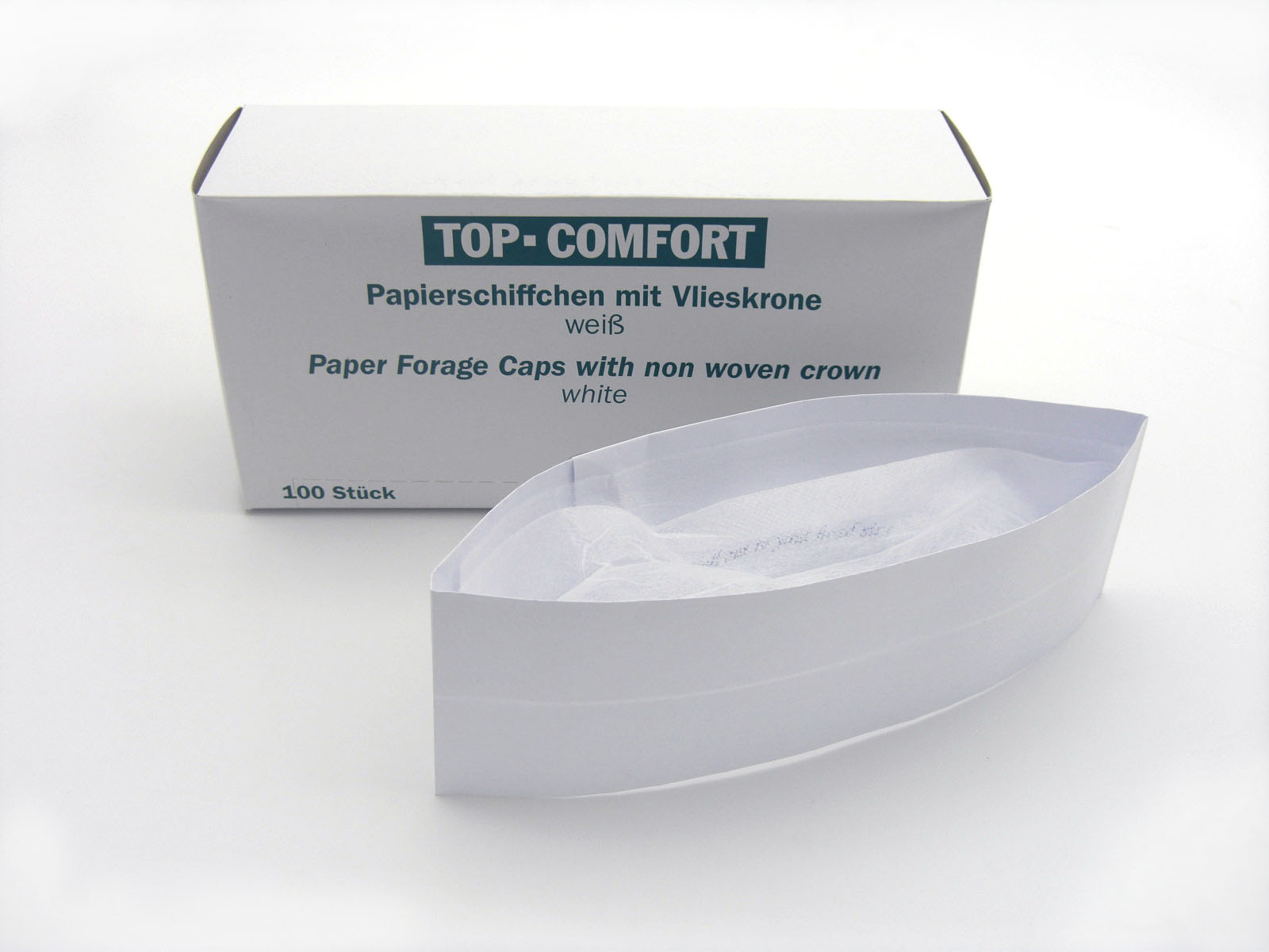 Kochmütze, Schiffchen Mütze, Papier, weiss, 100 Stück/Packung