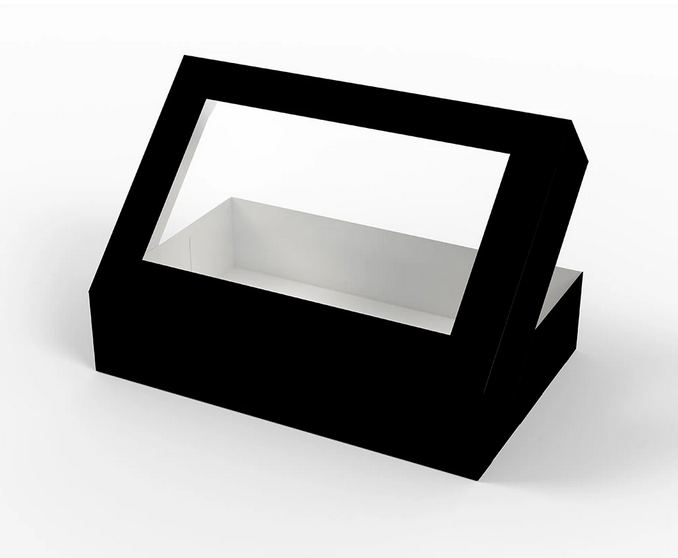 Bio Sushi-Box L "Black Edition" 190 x 130 x 50mm mit Sichtfenster, 210 Stück/Karton