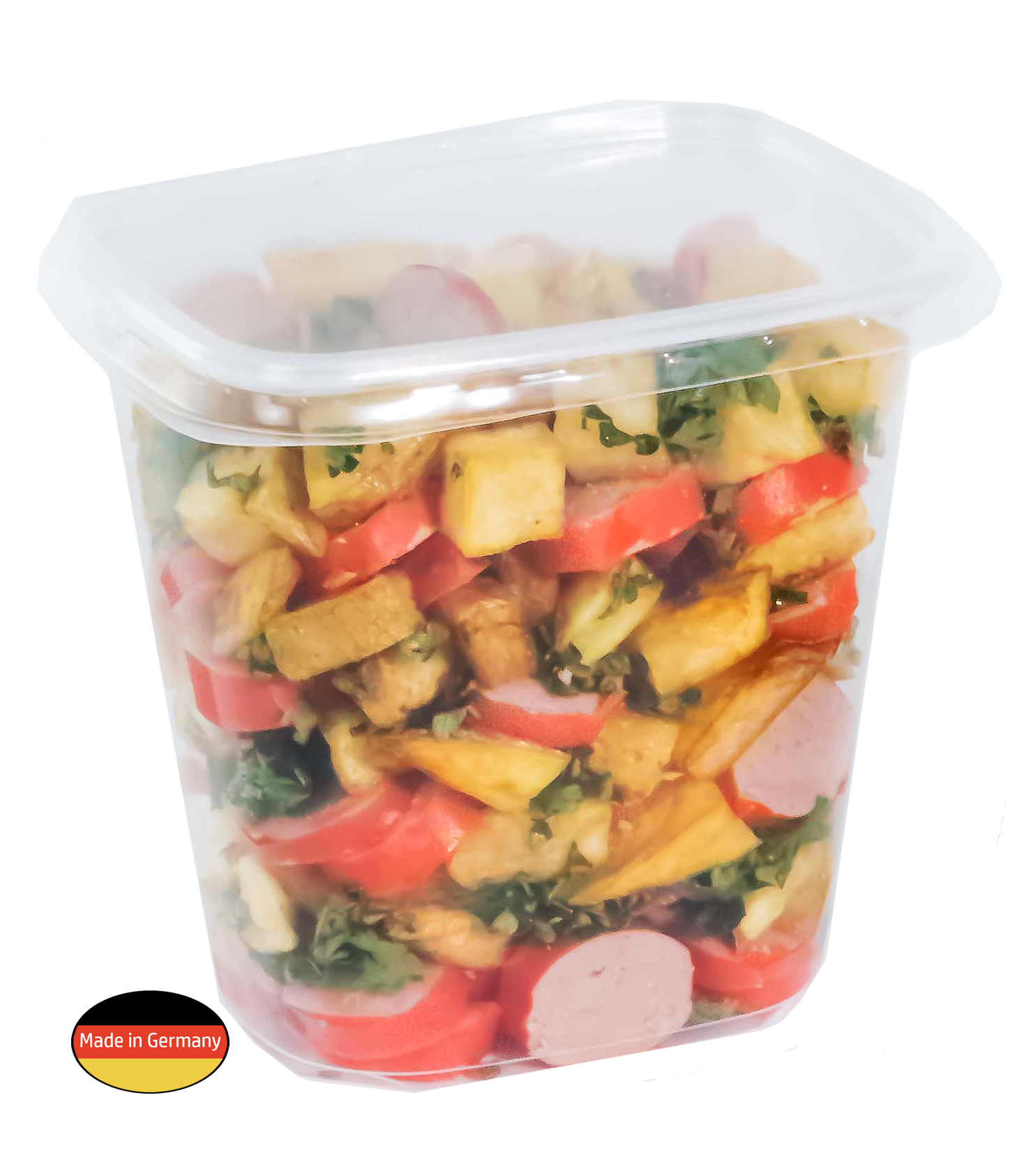 MEHRWEG Feinkost- Salat- und Verpackungsbecher "eckig" mit Deckel 500 ml (1000 Stück/Karton)