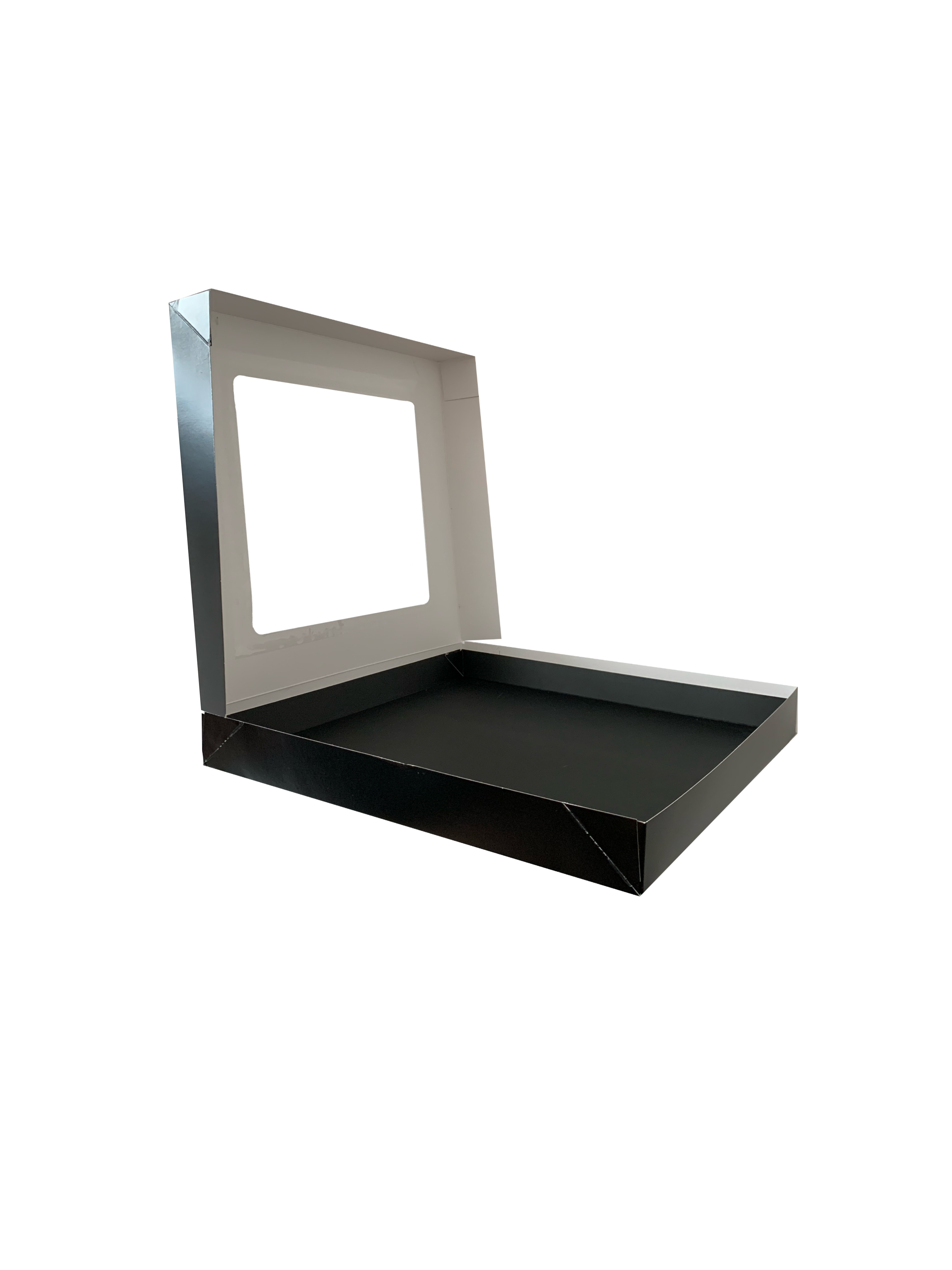 Bio Party-Sushi-Box 10 (S), 270x270x52 mm, "Black Edition", schwarz, mit Sichtfenster & Tray, 100 Stück/Karton