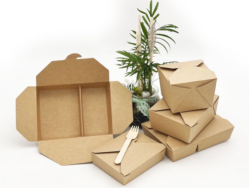 Kraft Papier Lunchbox 2-geteilt 1200ml, 213x155x46mm, 200 Stück/Karton