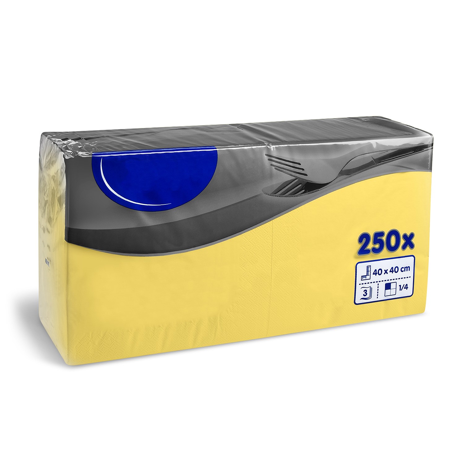 Serviette 40x40cm, 3-lagig, 1/4-Falz, gelb, (6x250) 1500 Stück/Karton