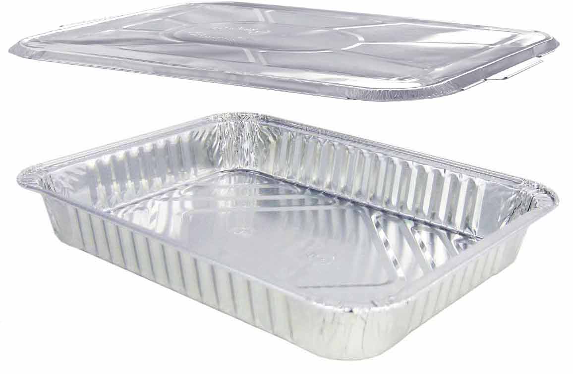 Komplett SET Menüschale R879-930G ungeteilt, flach, mit Alu-Deckel, 100 Stück/Packung