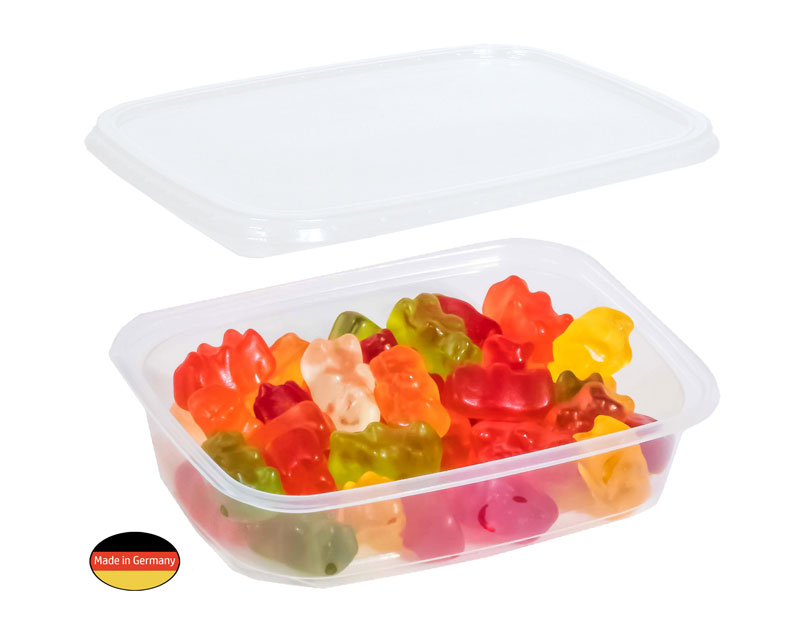 MEHRWEG Feinkost- Salat- und Verpackungsbecher "eckig" mit Deckel 125ml (100 Stück/Packung)