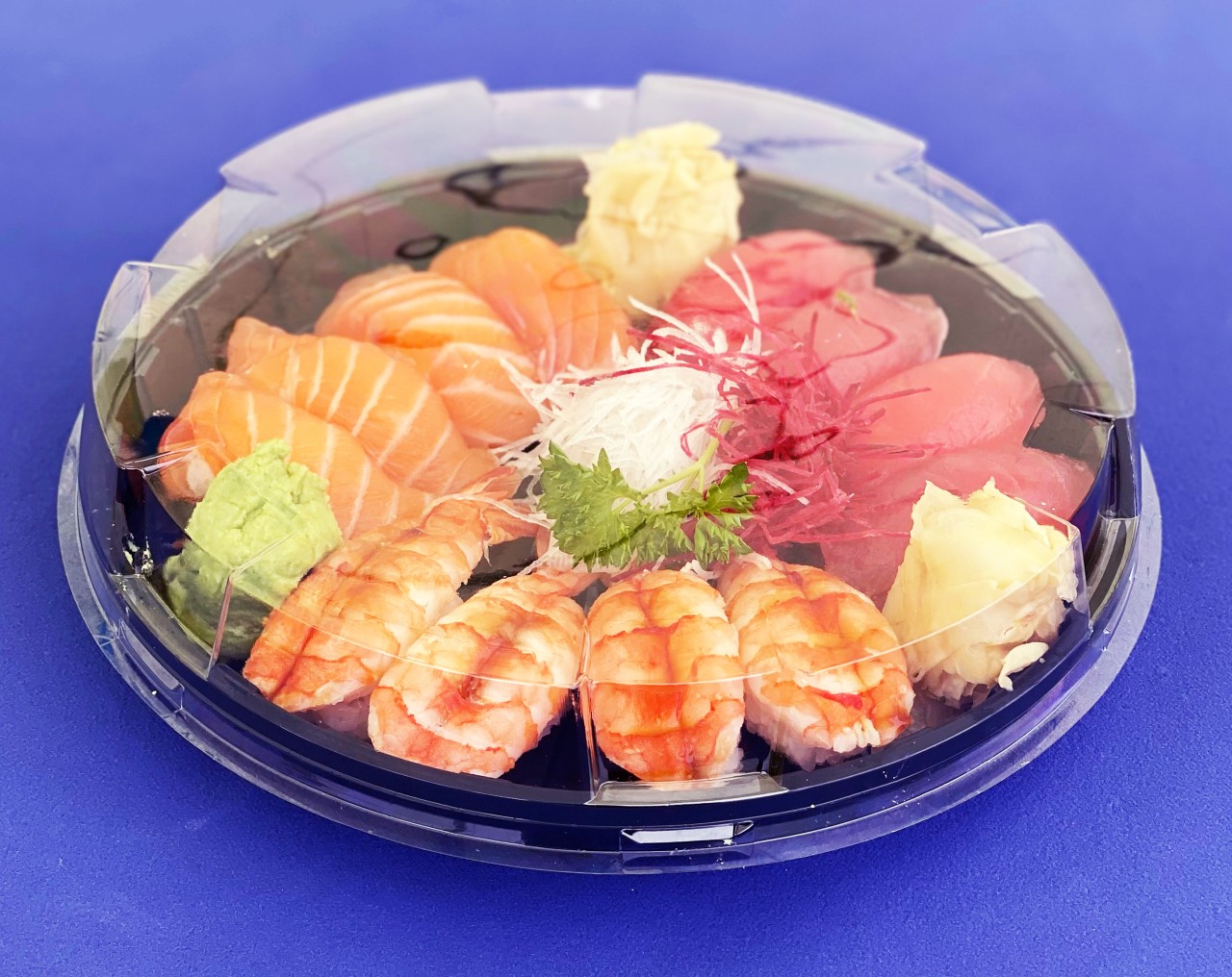 Sushi Partyplatte rund mit glasklarem Deckel, 20 DXN, VE 210