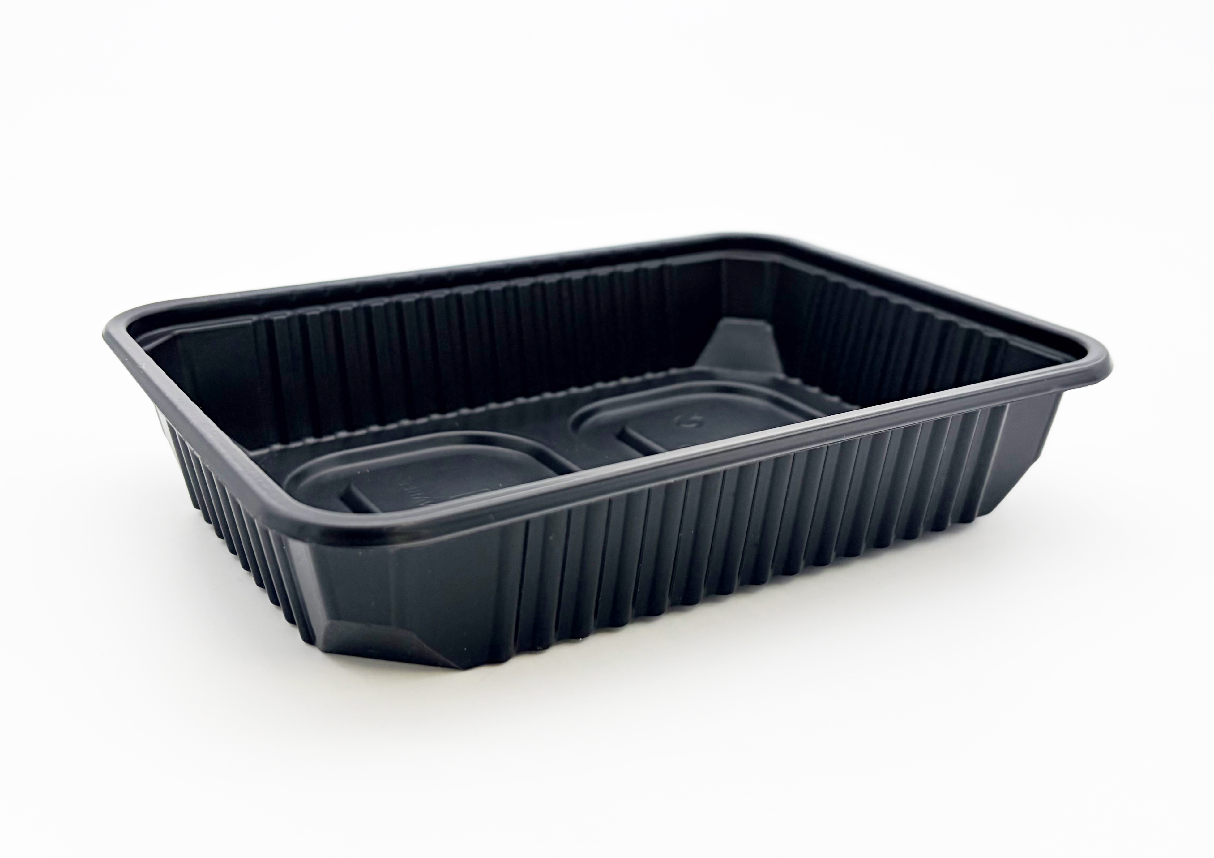 MEHRWEG Mikrowellen-Uni-Allzweck-Box, 500ml, schwarz mit klarem Deckel, 300 Stück/Karton