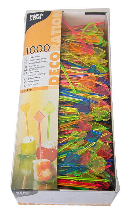 Deko-Picker "Skat", 8,5cm,  farbig, 1000 Stück/Packung