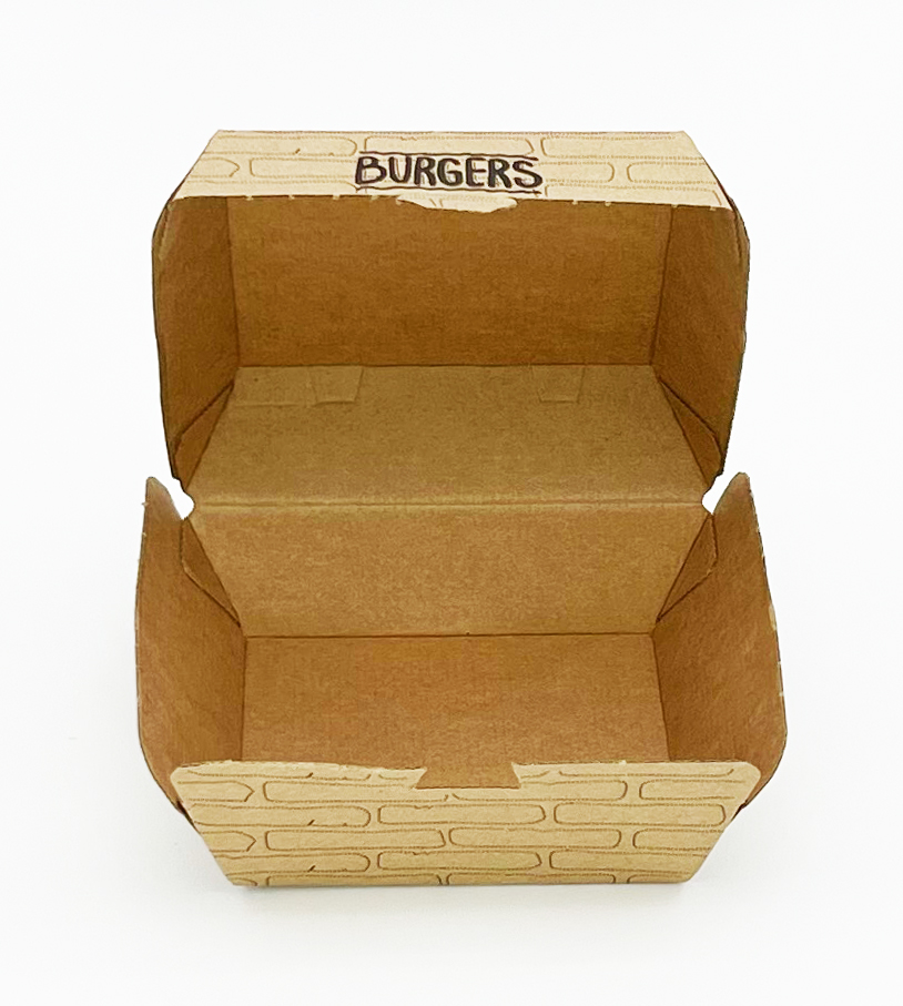 BIO Hamburger Box klein 110x110x70 mm , bedruckt, Kraft Karton, 200 Stück/Karton