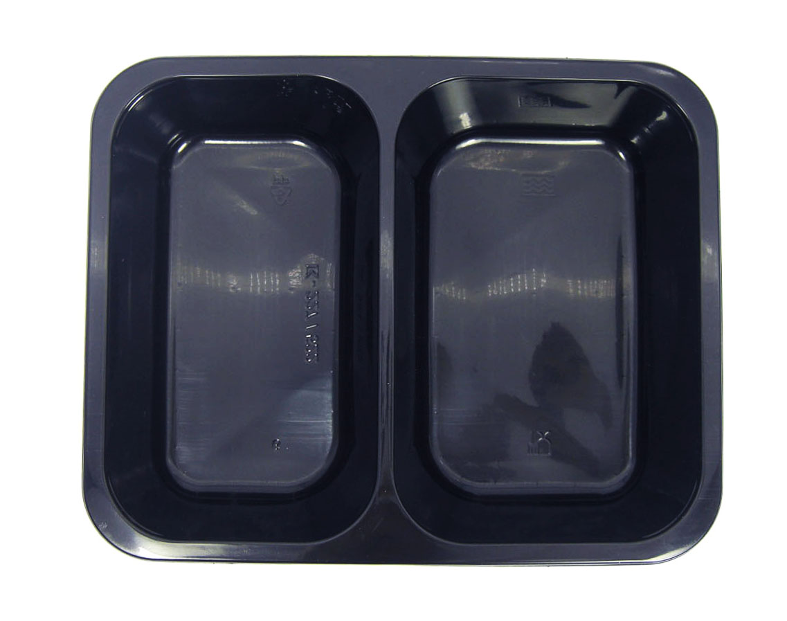 Siegelschale PP 2-geteilt, schwarz, 50mm tief, (8x50) 400 Stück/Karton