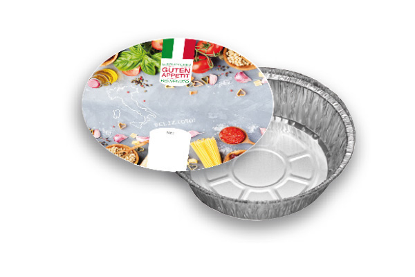 Aluschale rund C807-1000L mit Motivdeckel "Italia", 100 Stück/Packung