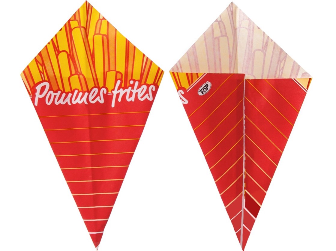 Pommes Frites Spitztüte für 250g, 1000 Stück/Karton Pommes Frites Spitztüte für 250g, 1000 Stück/Karton