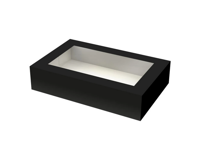 Bio Sushi-Box L "Black Edition" 190 x 130 x 50mm mit Sichtfenster, 210 Stück/Karton