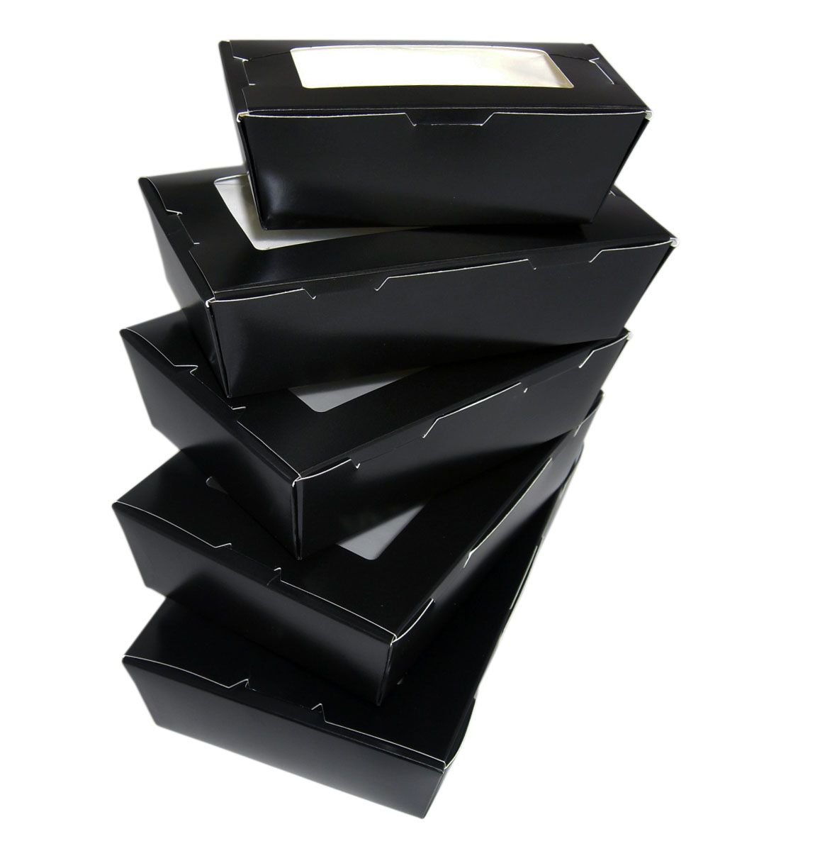 Bio Sushi-Box 9 "Black Edition", 255x185x50, mit Sichtfenster, 180 Stück/Karton