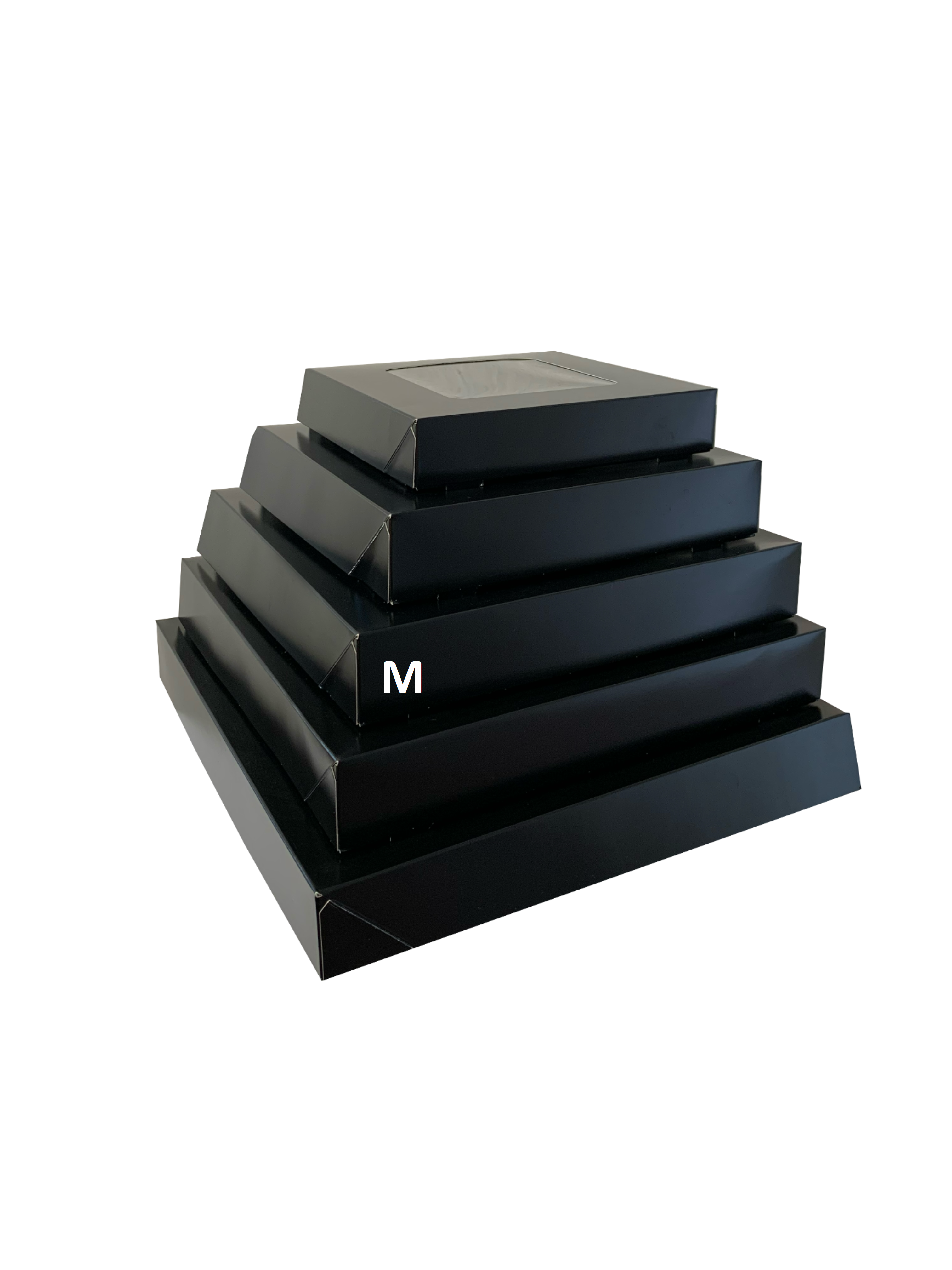 Bio Party-Sushi-Box 11 (M), 320x320x52 mm, "Black Edition", schwarz, mit Sichtfenster & Tray, 80 Stück/Karton