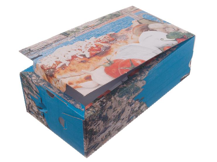 Pizza-Karton, Pizzabox "Calzone", 27x16x7 cm, Motiv "Positano", 200 Stück/Packung