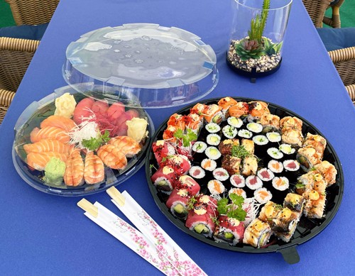 Sushi Partyplatte rund mit glasklarem Deckel, 29 DXN, VE 120