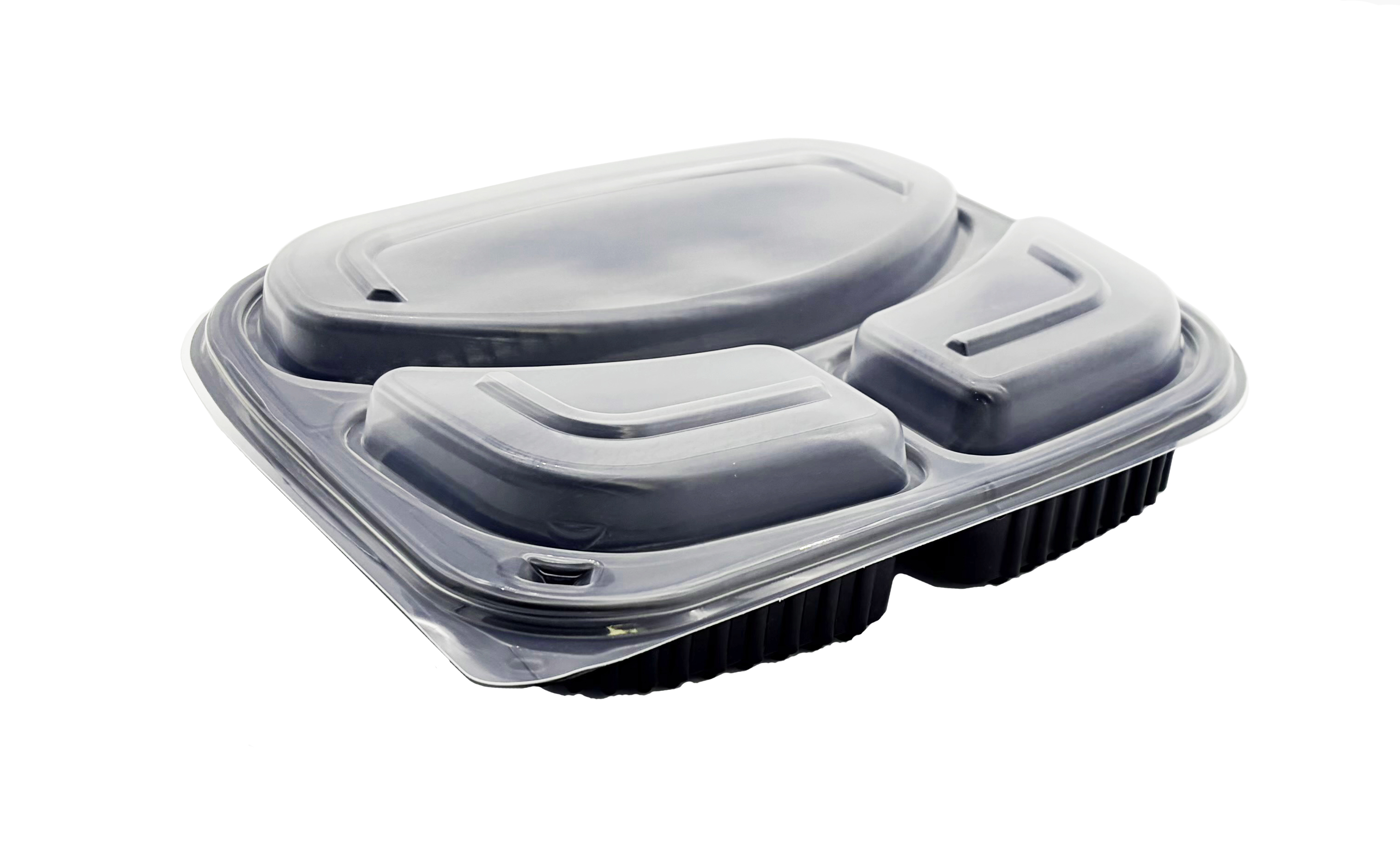 MW Menüschale 3-geteilt (1000ml) mit Dom-Deckel, 200 Stück/Karton