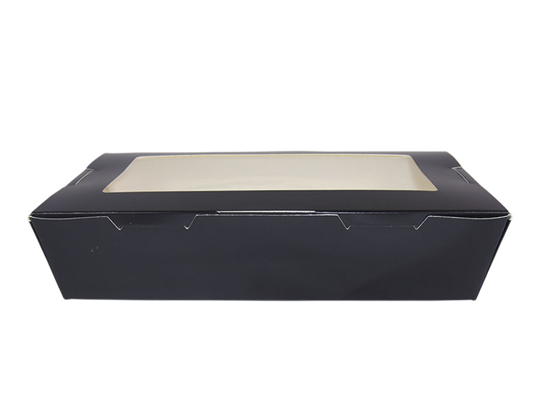 Bio Sushi-Box 9 "Black Edition", 255x185x50, mit Sichtfenster, 180 Stück/Karton