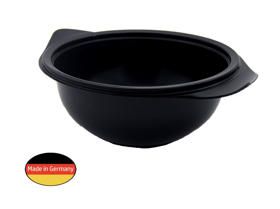 Mikrowellen Suppenbowl "Big Bowl" 1000ml schwarz, mit klarem Deckel, 400 Stück/Karton